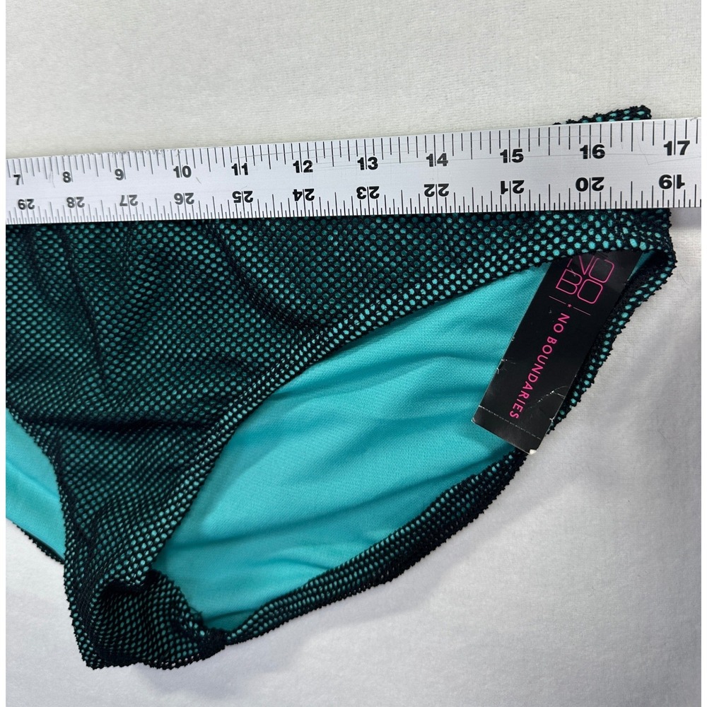 NWT Rich Black & Teal Mesh Triangle Bikini Set XL Two Piece Swimsuit Y2K String - Picture 5 of 14